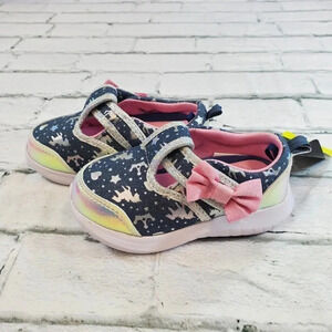 INFANT Blue and Silver Unicorn Baby Sneakers. Girls Baby Shoes.